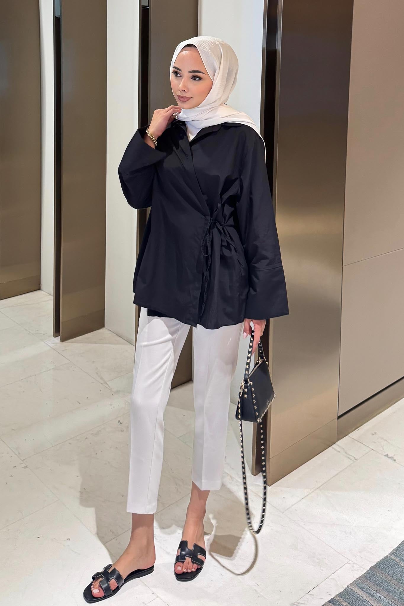 Meta Bağlamalı Kimono Siyah