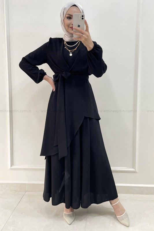 Wide Leg Tunic Set Black