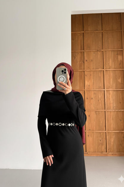 Bondi Şallı Elbise Siyah