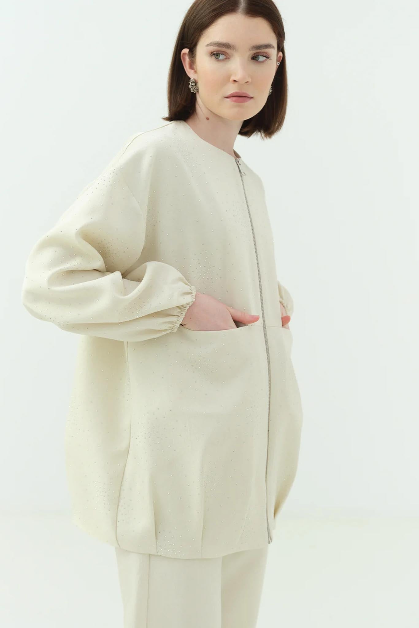 Burgonya Taşlı Takım Bej