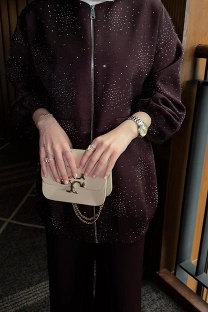 Burgonya Taşlı Takım Mürdüm