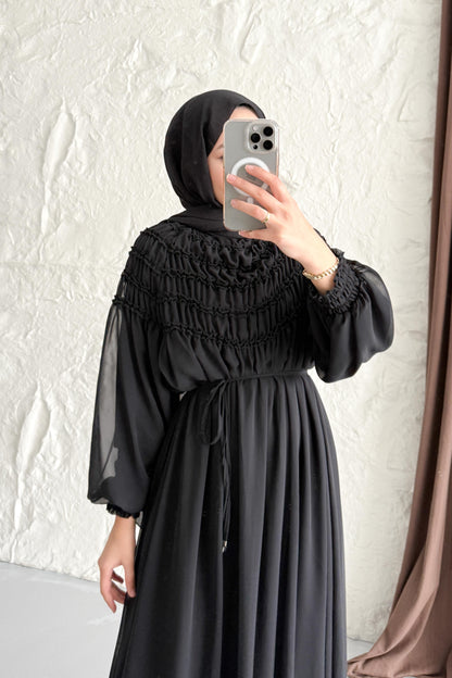 Seyran Pleated Dress Beige