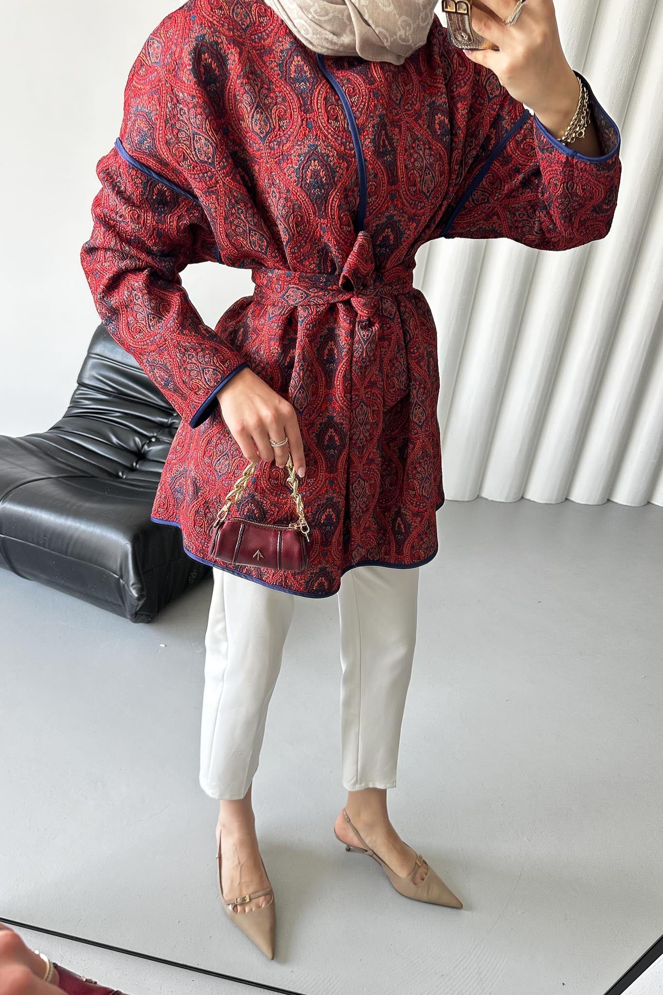 Sendy Etnik Ceket Bordo