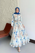 Soft Desenli Elbise Mavi