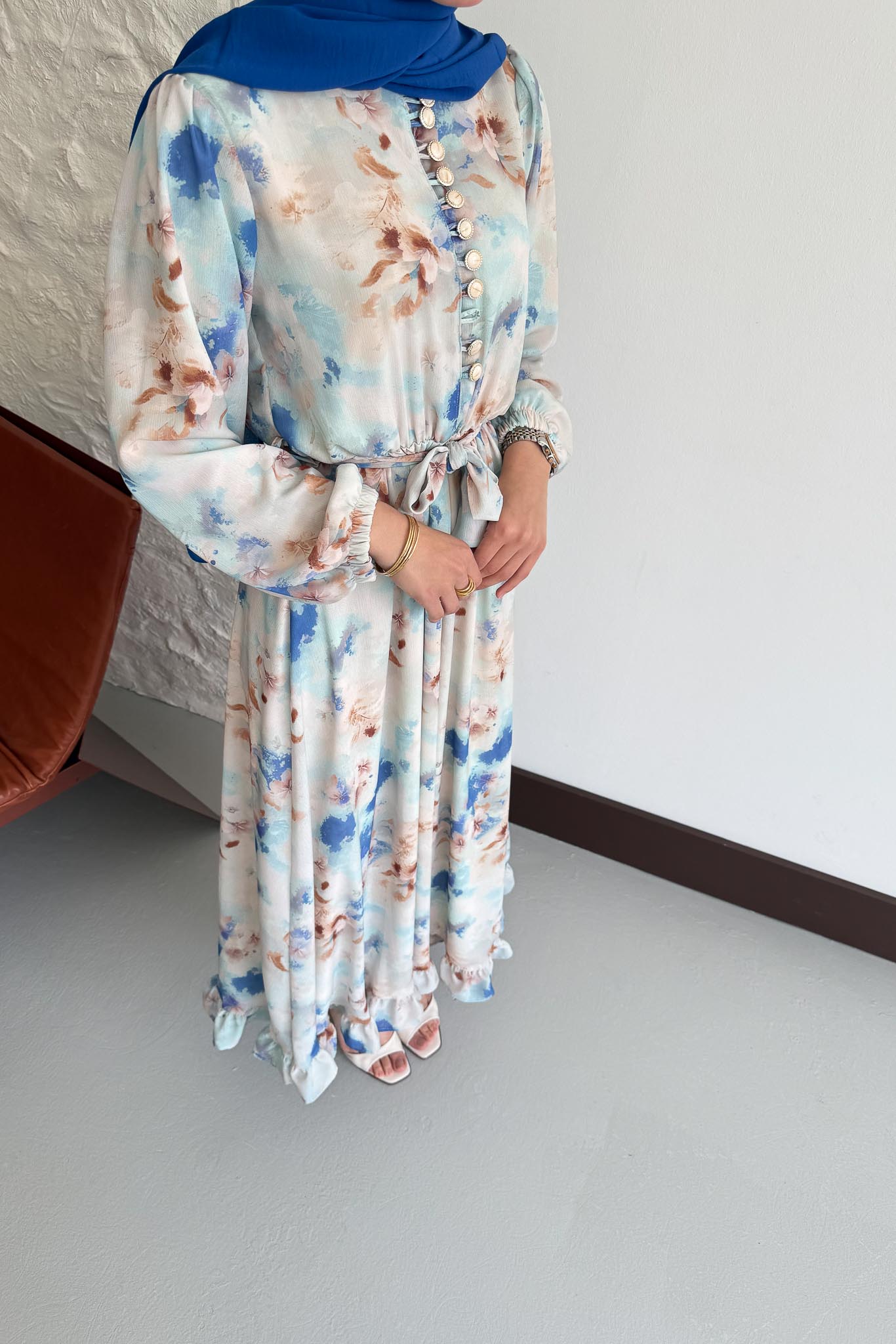 Soft Desenli Elbise Mavi
