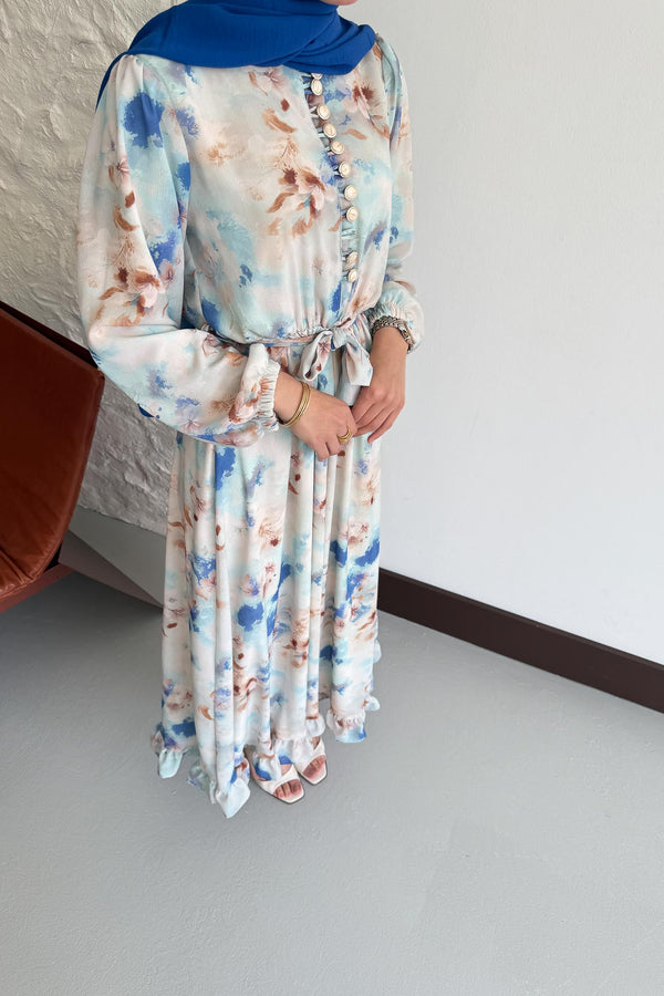 Soft Desenli Elbise Mavi