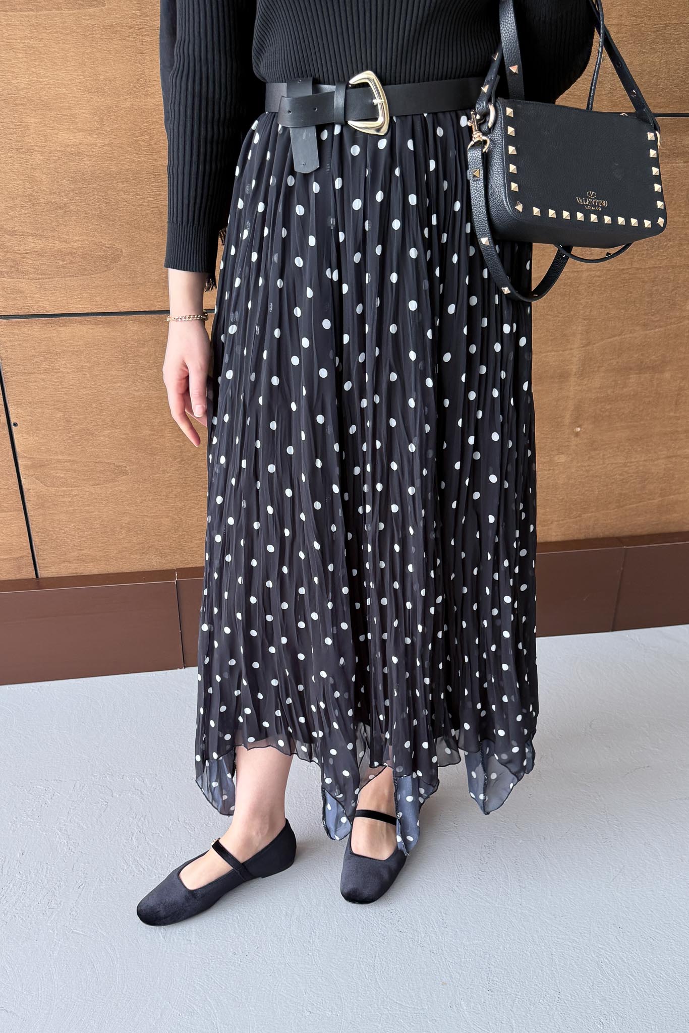 Puantiye Desenli Etek Siyah