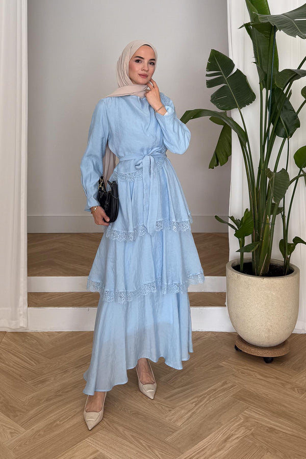 Serena Güpürlü Elbise Mavi
