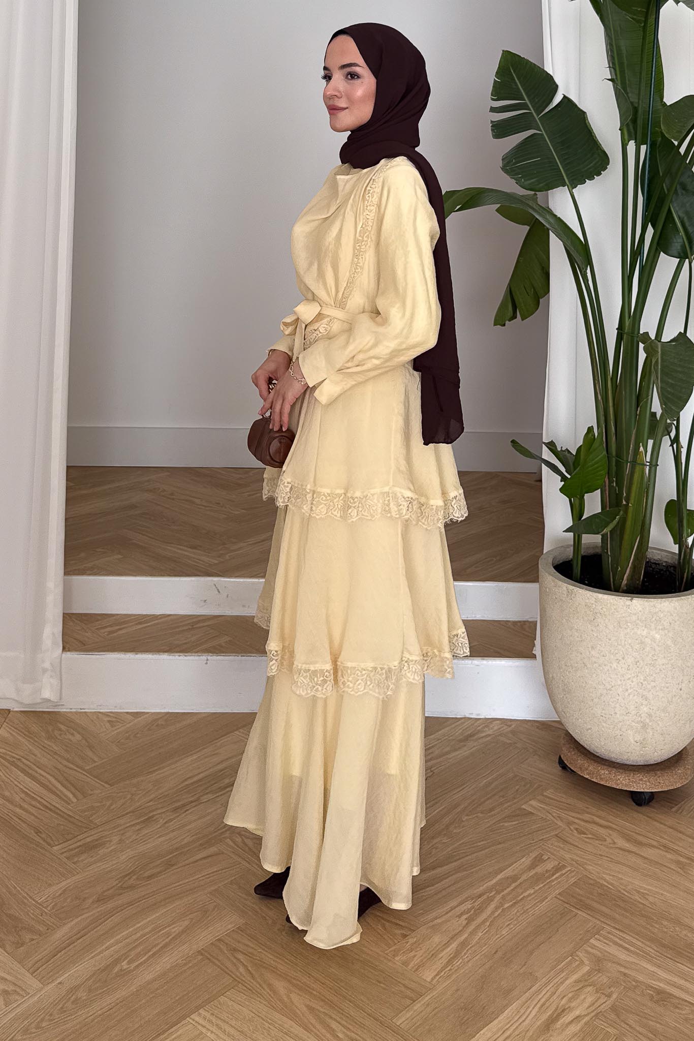 Serena Güpürlü Elbise Sarı