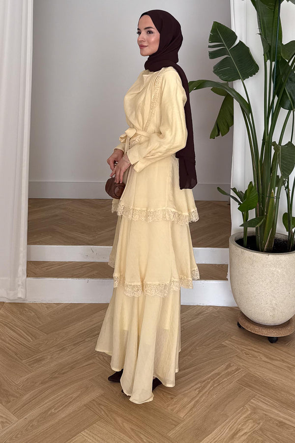 Serena Güpürlü Elbise Sarı
