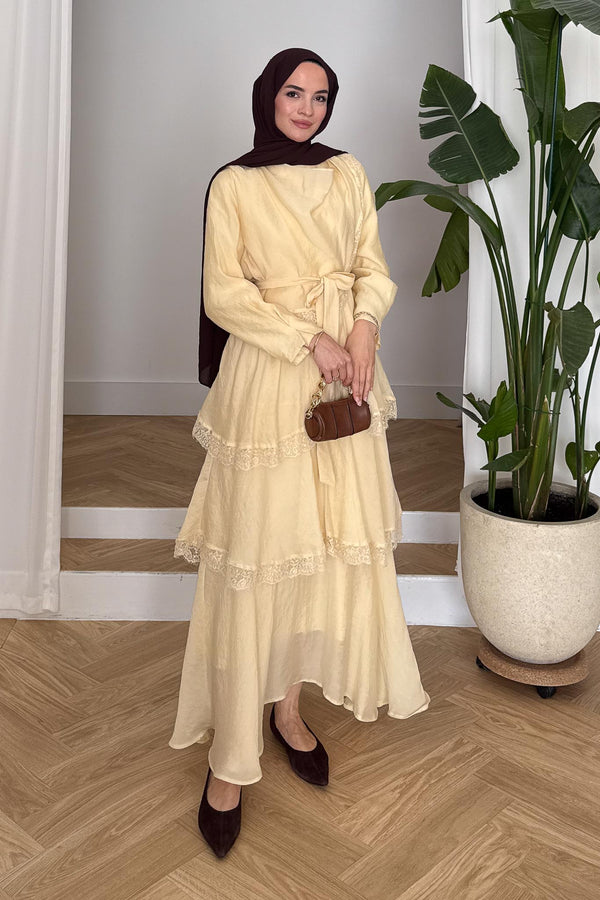 Serena Güpürlü Elbise Sarı