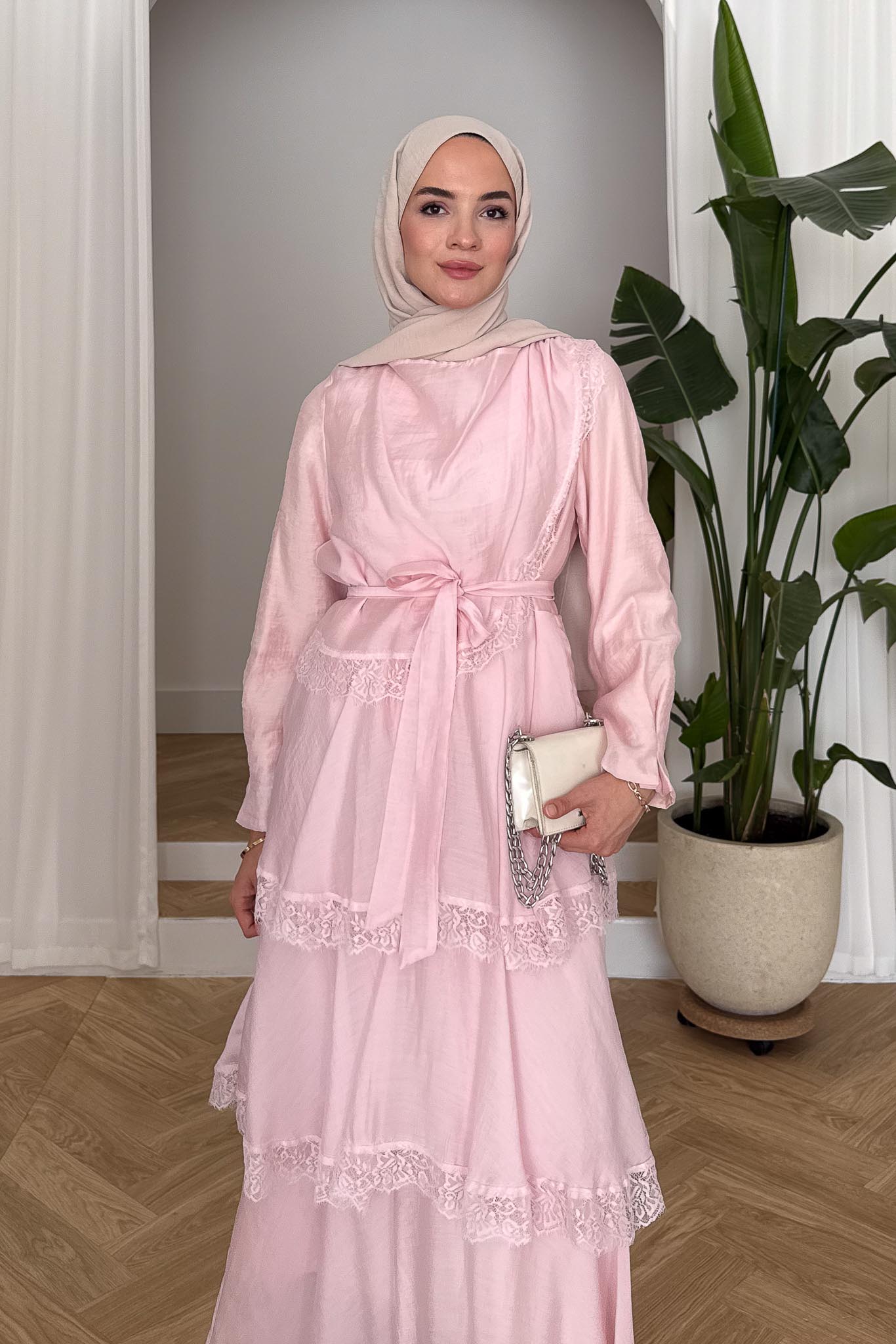 Serena Güpürlü Elbise Pembe