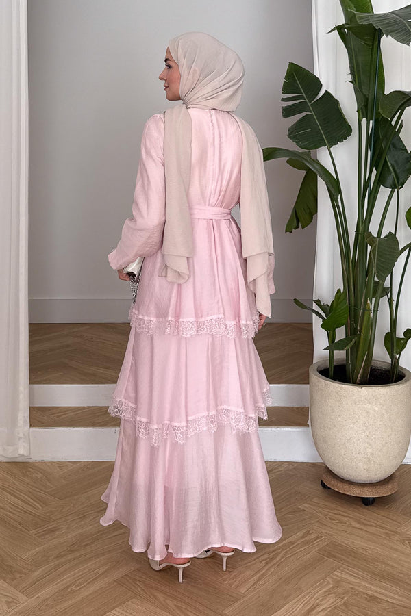 Serena Güpürlü Elbise Pembe