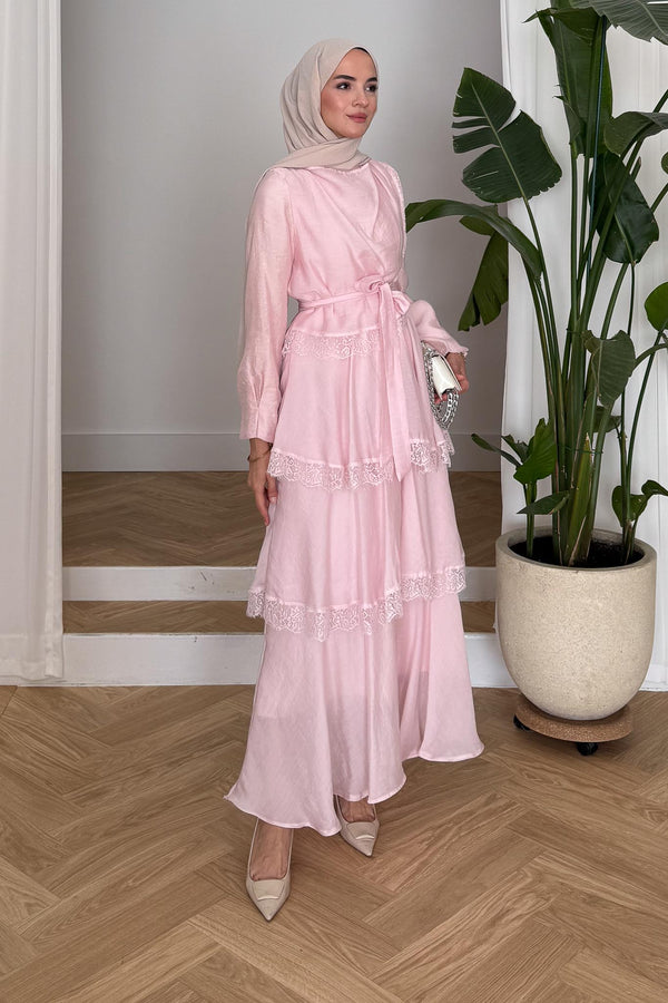 Serena Güpürlü Elbise Pembe
