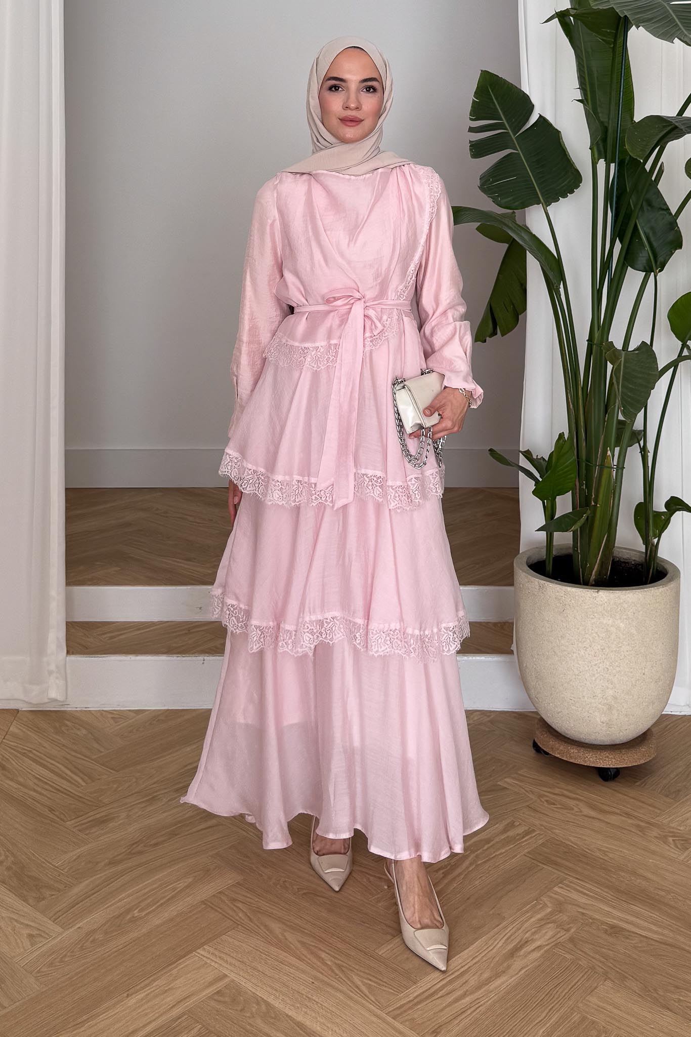Serena Güpürlü Elbise Pembe
