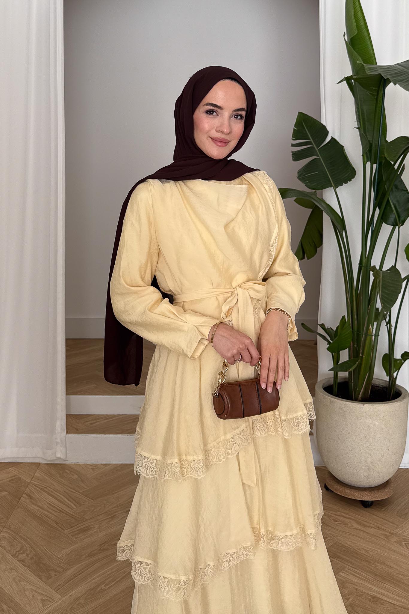Serena Güpürlü Elbise Sarı