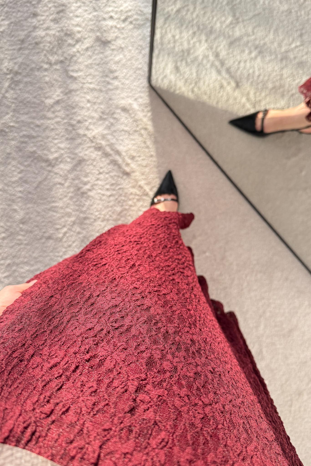 Dantel Etek Bordo