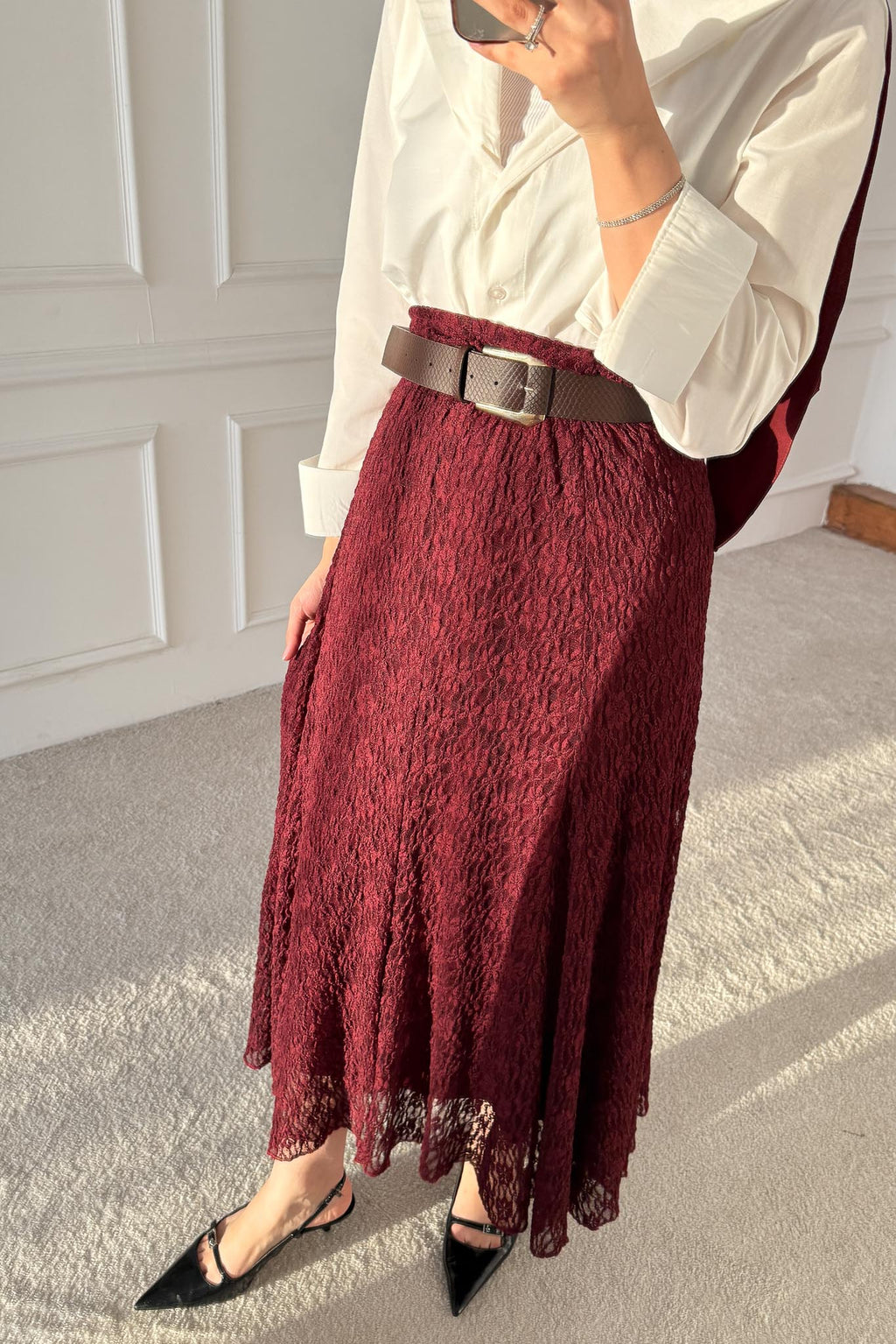 Dantel Etek Bordo
