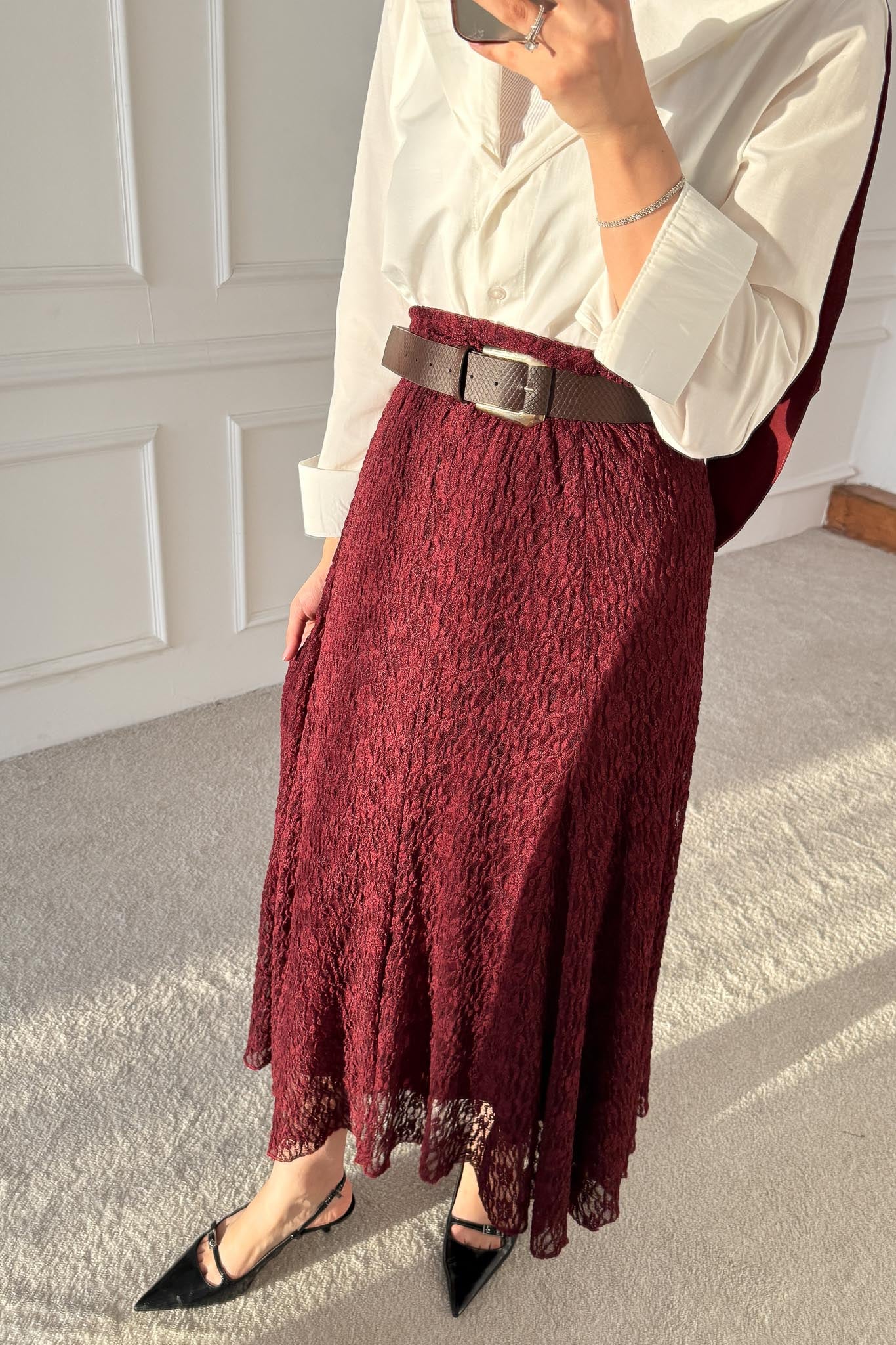 Dantel Etek Bordo