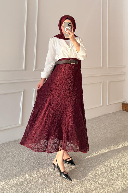 Dantel Etek Bordo