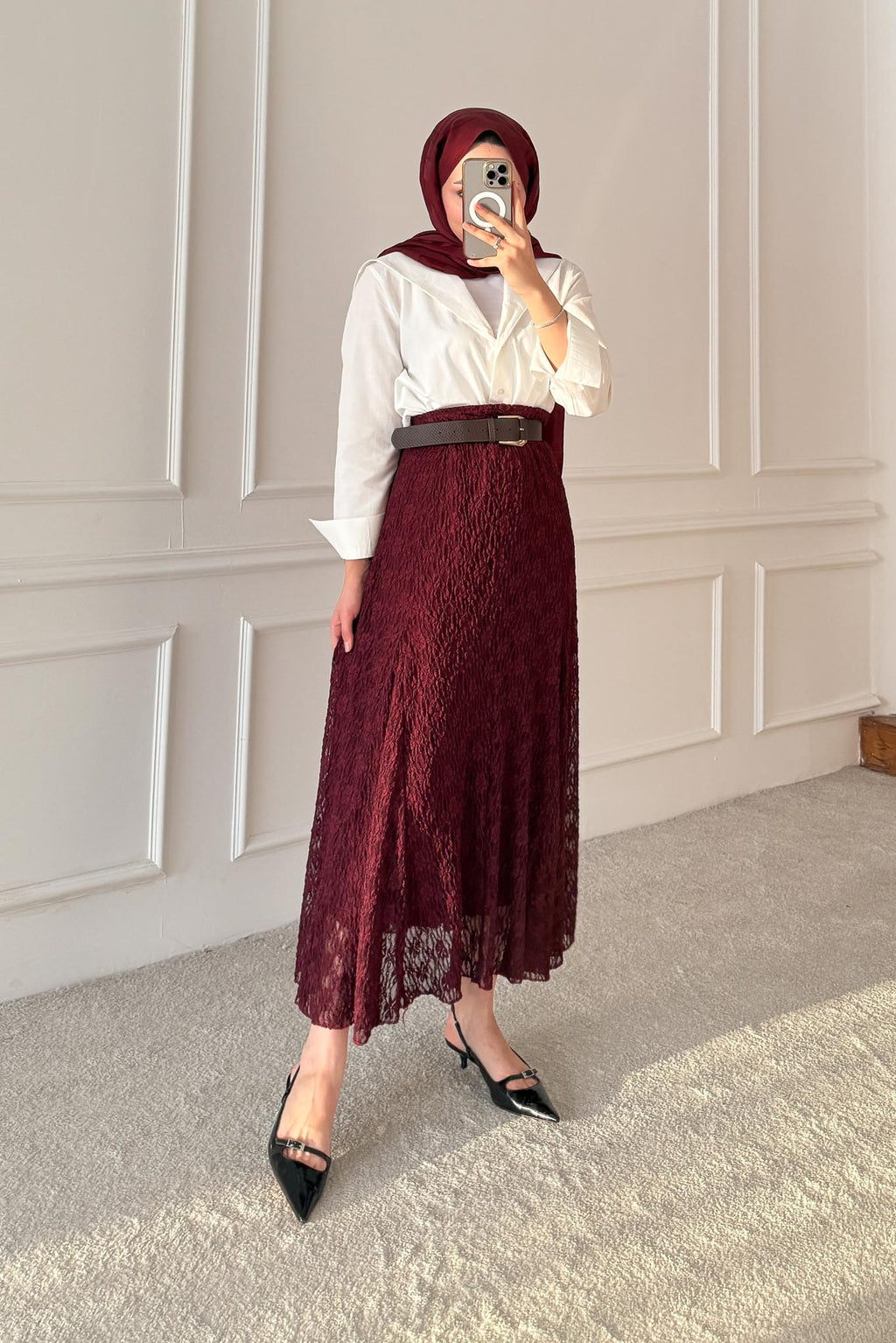 Dantel Etek Bordo