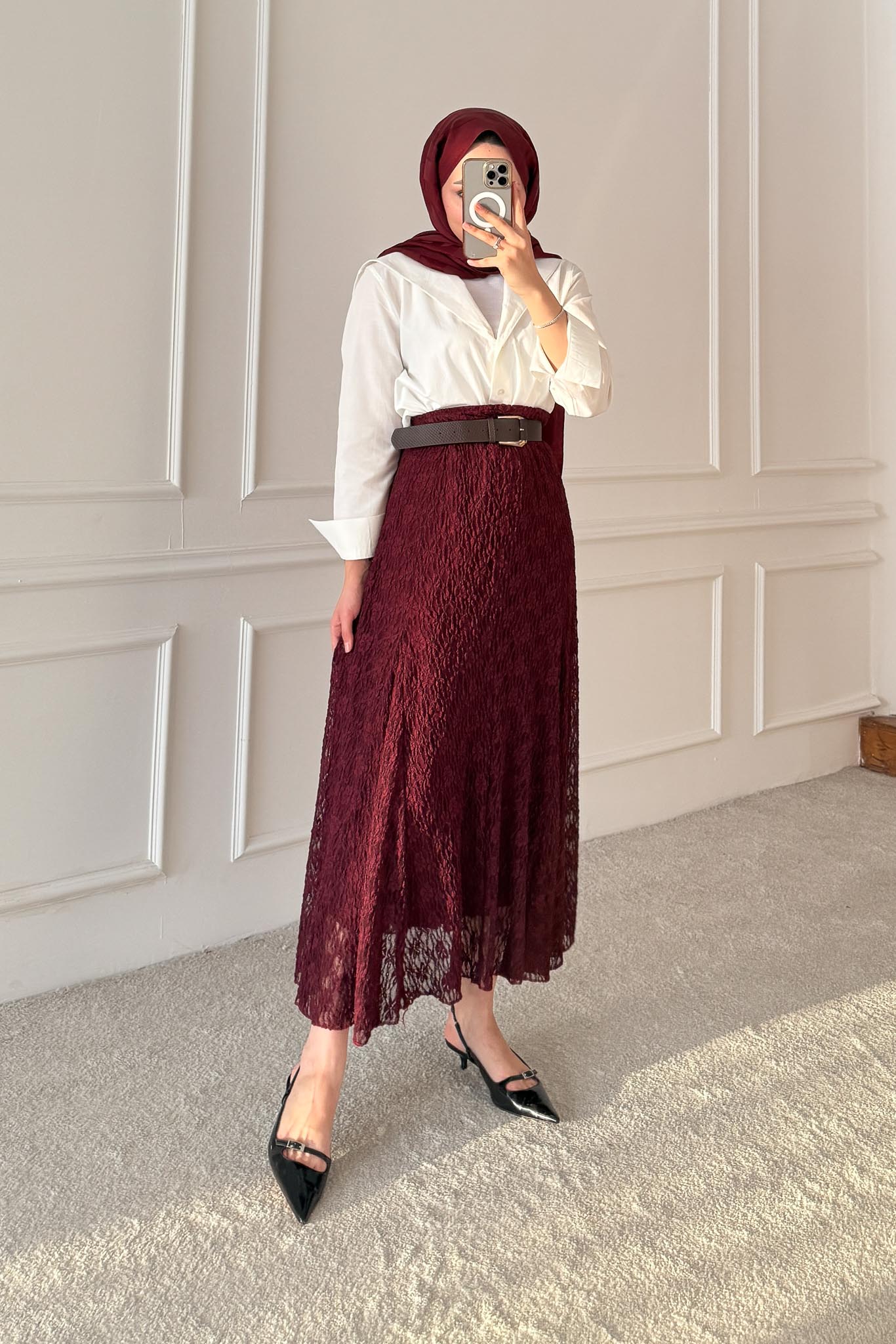 Dantel Etek Bordo