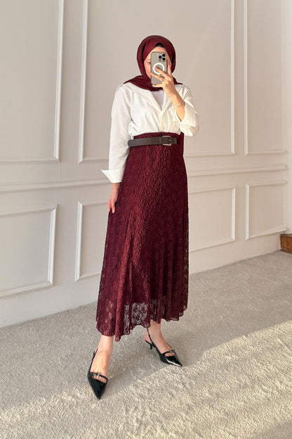 Dantel Etek Bordo