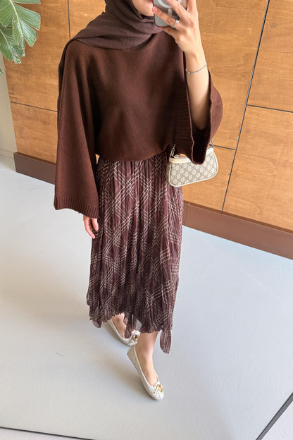 Mateo Desenli Etek Takım Kahverengi