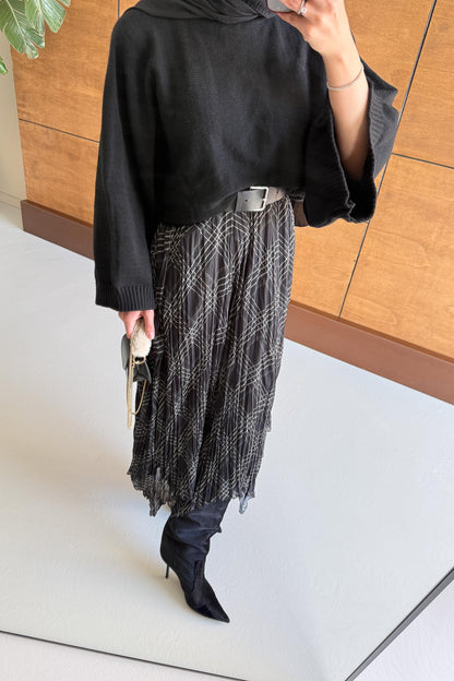 Tied Linen Skirt Beige