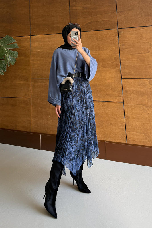 Mateo Desenli Etek Takım Lacivert