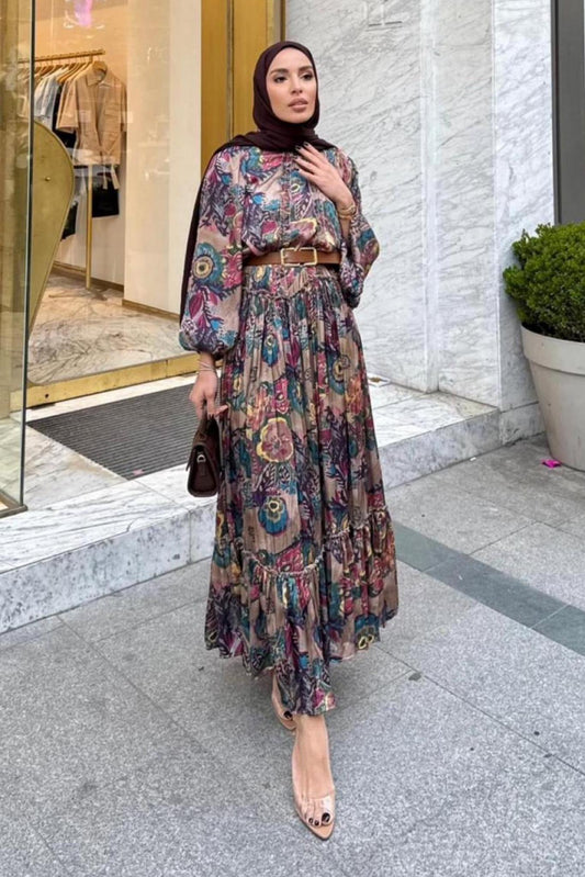 Gold Deren Evening Dress Dusty Rose