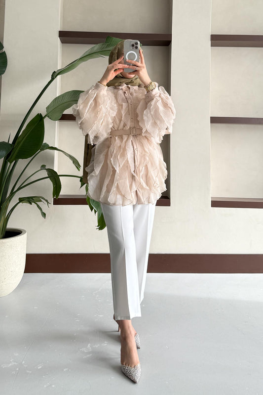 Ales Shoulder Lace Shirt Ecru