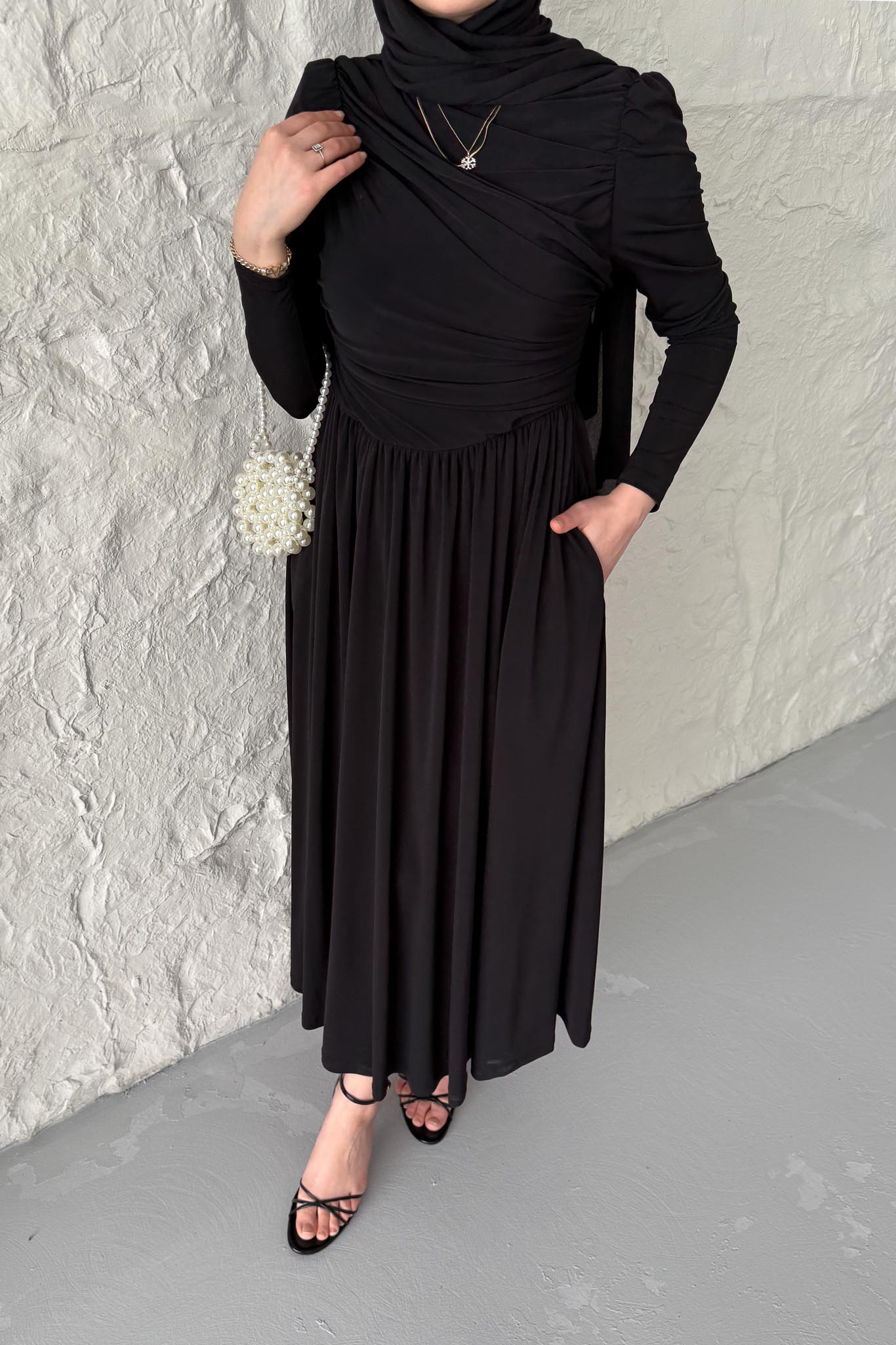 Seyran Pleated Dress Beige