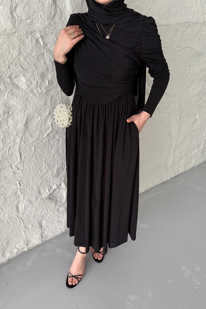 Seyran Pleated Dress Beige