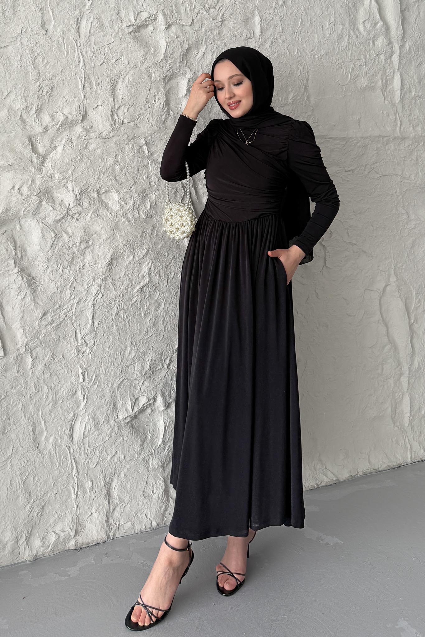 Seyran Pleated Dress Beige