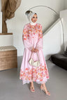 Elara Desenli Dantel Elbise Pembe