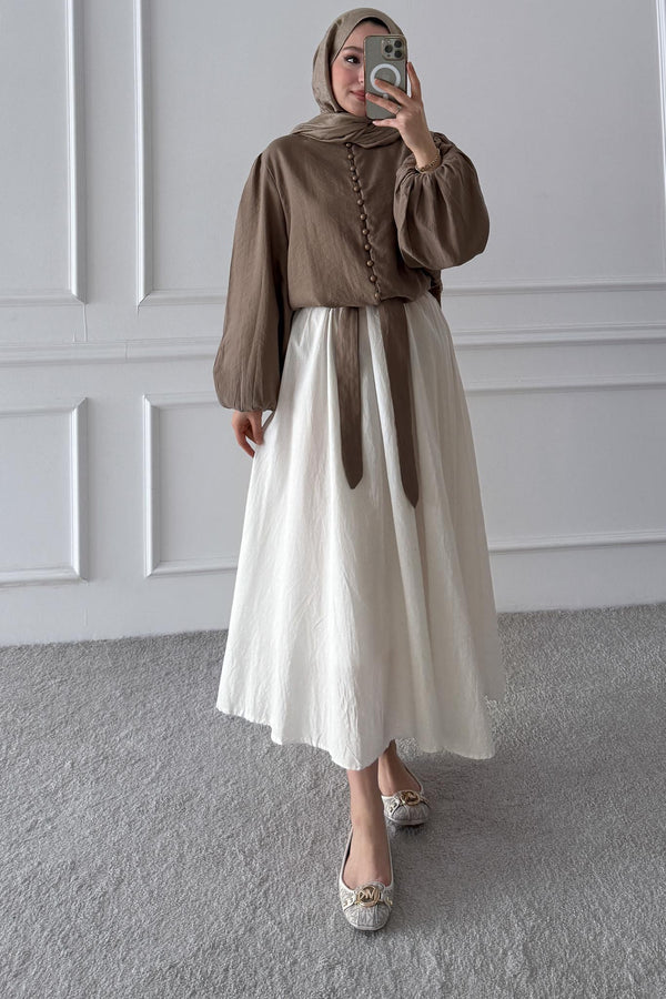 Ajda Pleated Skirt Set Petrol