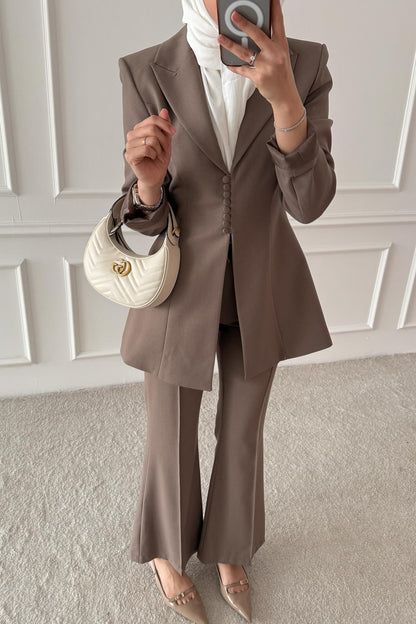 Pinterest Düğmeli Takım Vizon