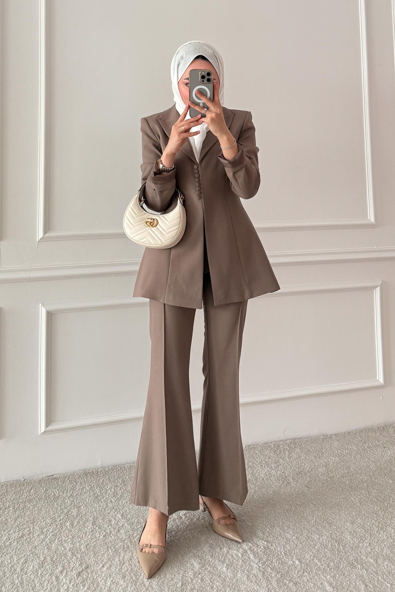 Pinterest Düğmeli Takım Vizon