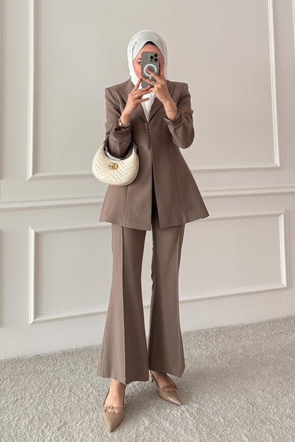 Pinterest Düğmeli Takım Vizon