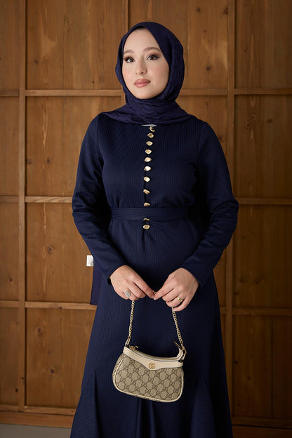 Seyran Pleated Dress Beige