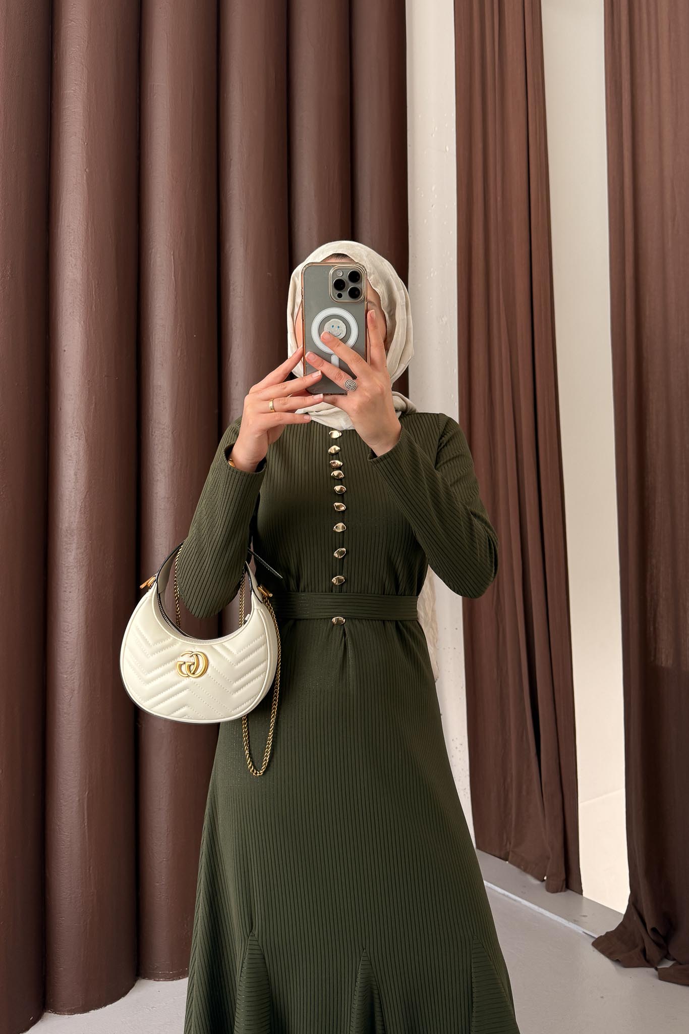 Seyran Pleated Dress Beige
