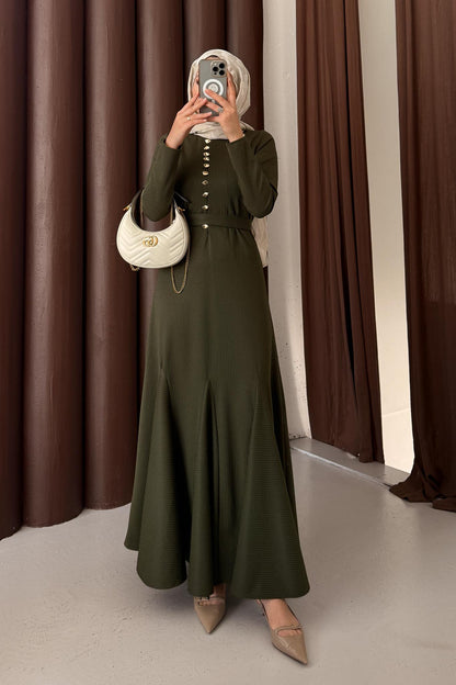 Seyran Pleated Dress Beige