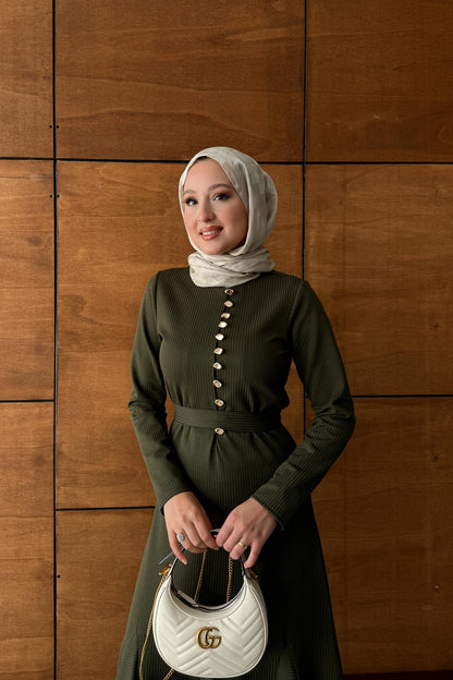 Seyran Pleated Dress Beige