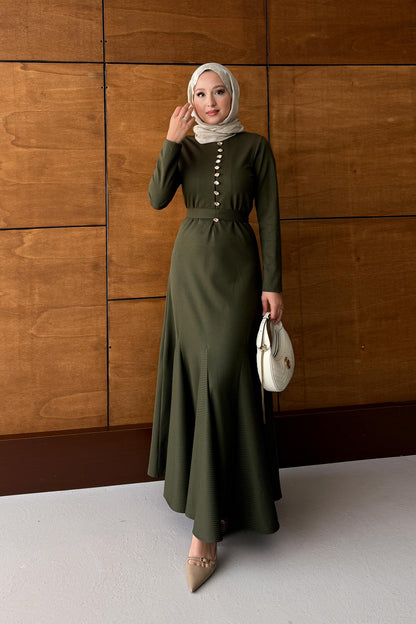 Seyran Pleated Dress Beige