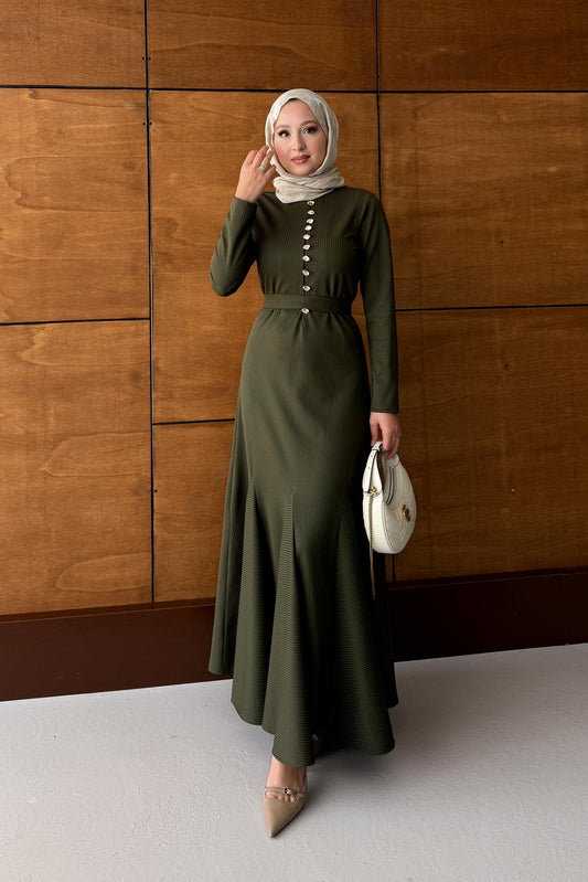 Seyran Pleated Dress Beige
