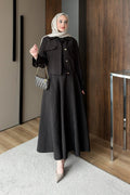Woven Tweed Skirt Suit Navy Blue