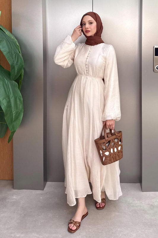 Seyran Pleated Dress Beige