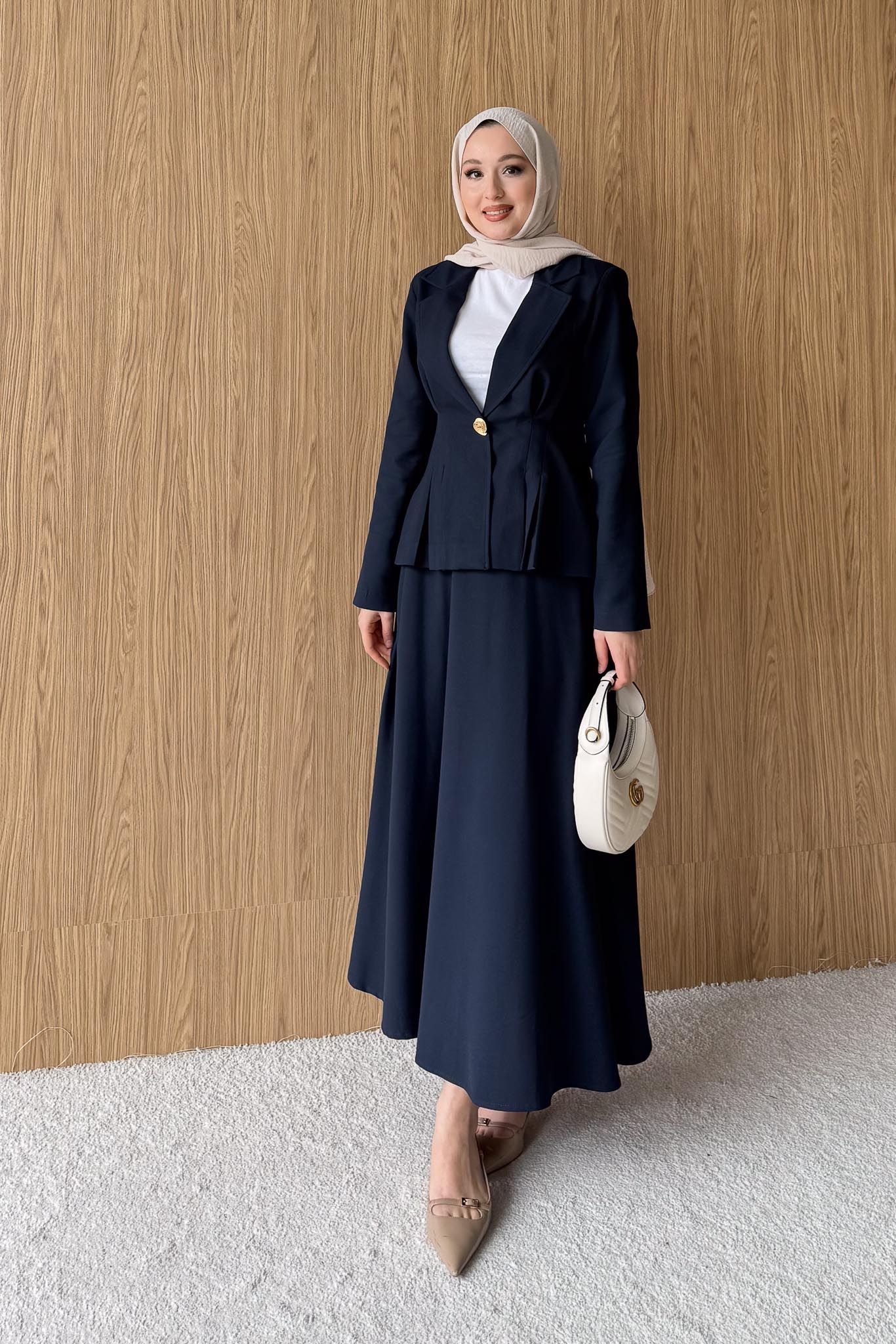 Ajda Pleated Skirt Set Petrol