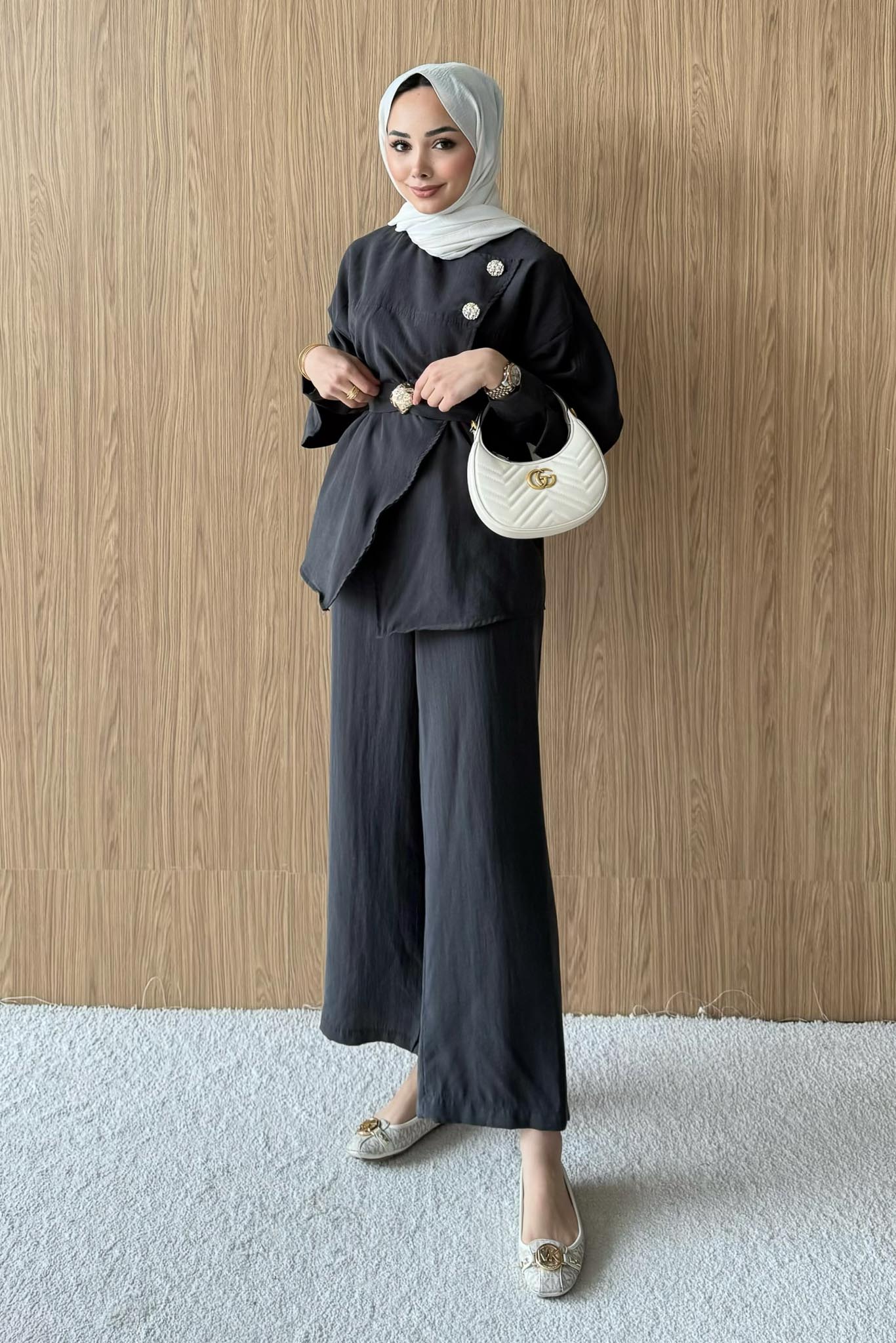 Ajda Pleated Skirt Set Petrol